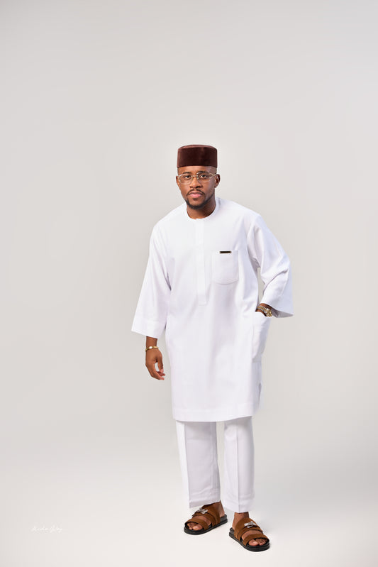 Ivory White 3/4 Sleeve Kaftan Set