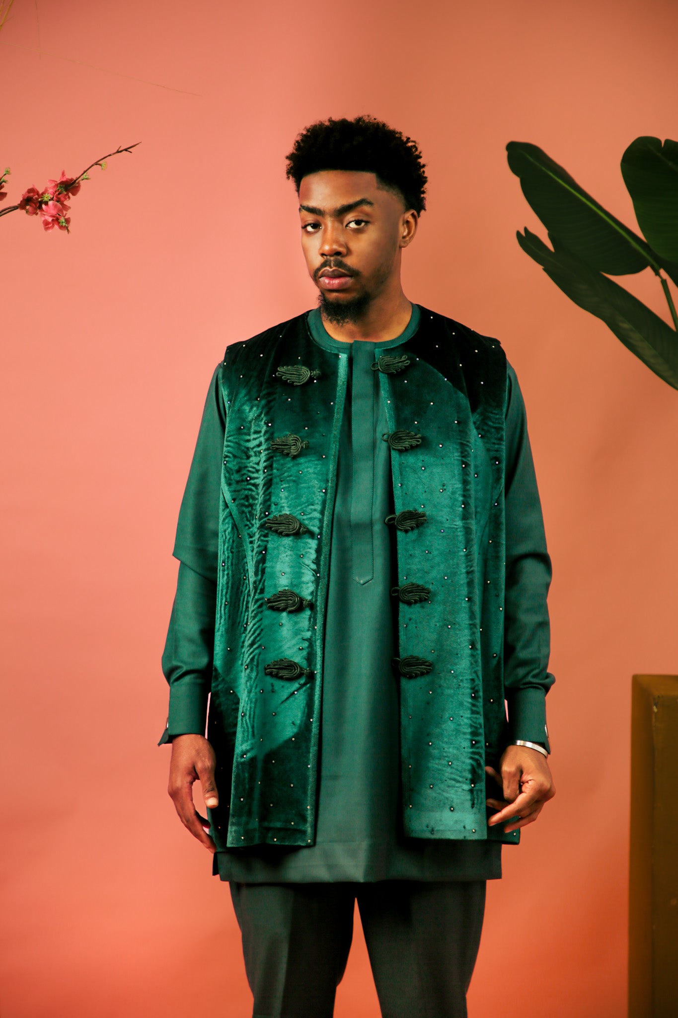 Green Acai Forest Agbada Kaftan by DavidScott