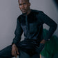 Black Abstract Velvet Stoned Agbada Kaftan by DavidScott
