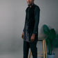 Black Abstract Velvet Stoned Agbada Kaftan by DavidScott