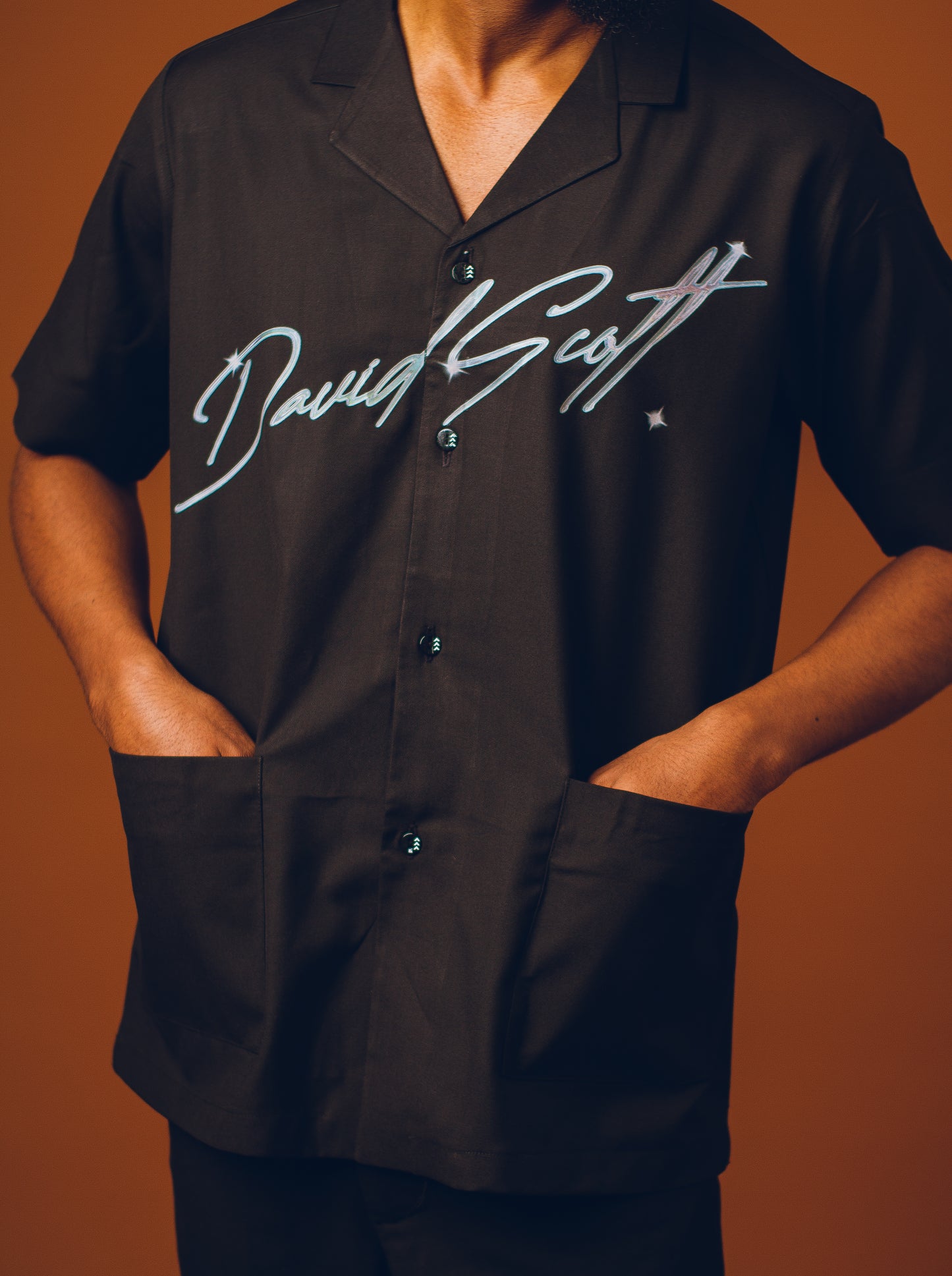 Vegan Resort Revere shirt - Black Kaftan by DavidScott